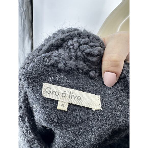 Gro A Live Size 40 Women Full ZIP Wool Sweater Jacket Asymmetrical Mix Knit CLT - Picture 4 of 8